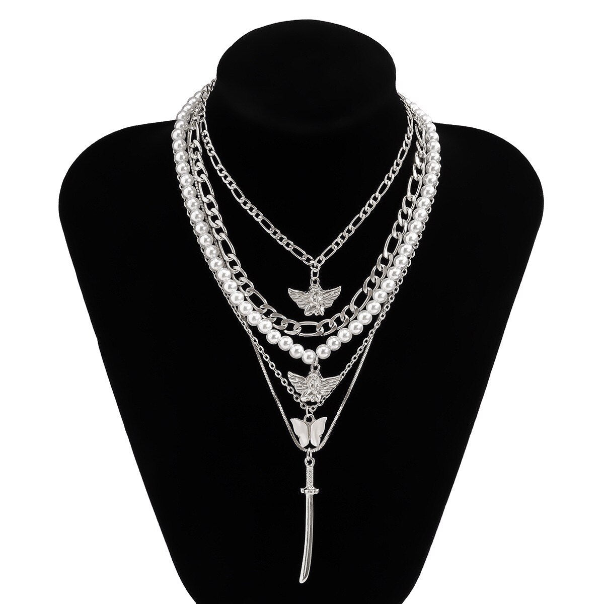New 5 piece Set Of imitation Pearl Chain Pendant