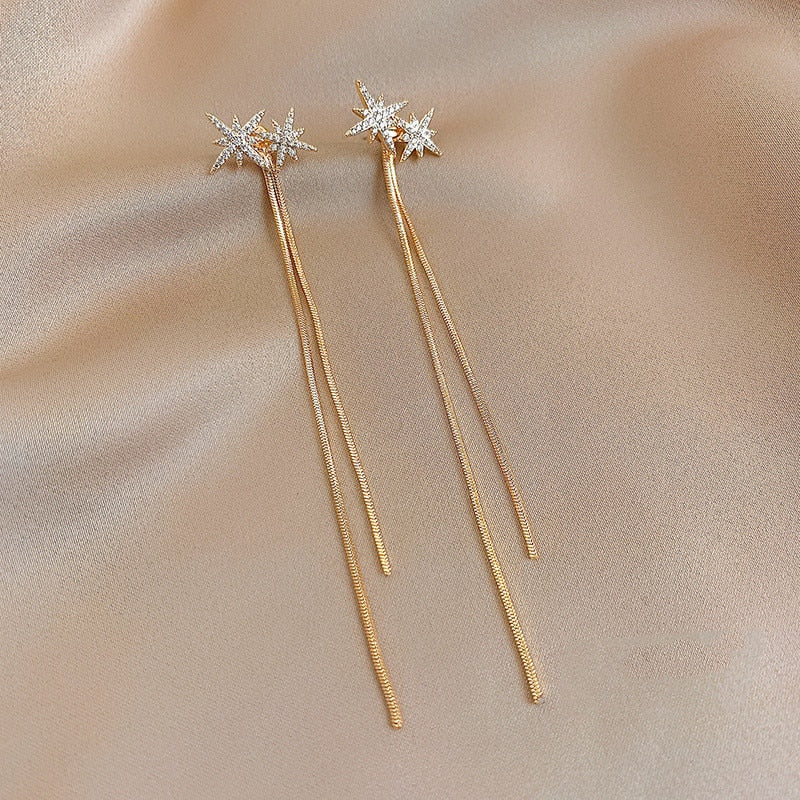 Long Tassel Butterfly Drop Earrings Silver Color