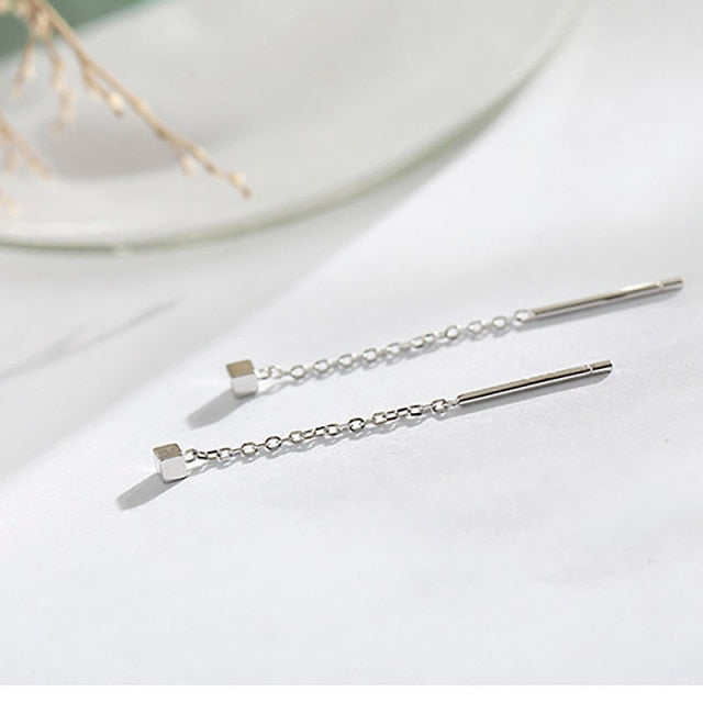Long Tassel Butterfly Drop Earrings Silver Color
