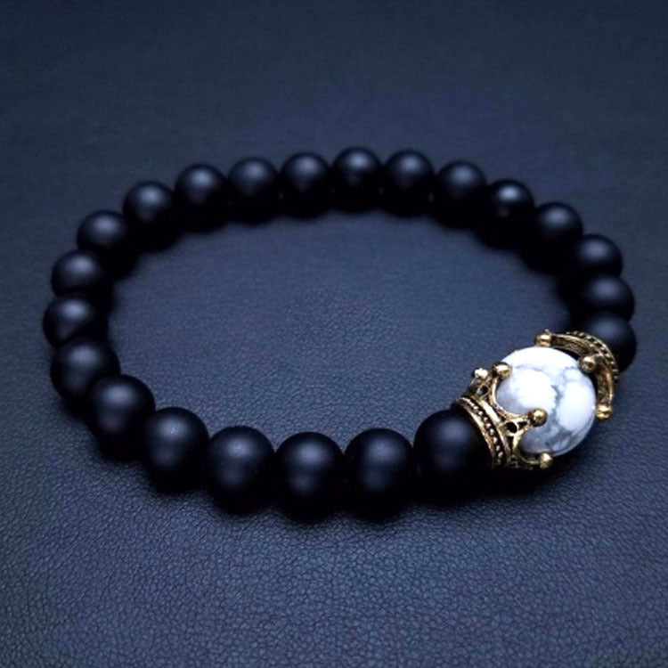 Luxury Crown Natural Tiger Eye Stone Bead Bracelets