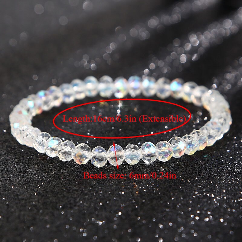 Fashion Shiny Stone Beads Elasticity Rope Strand Bracelets for Women