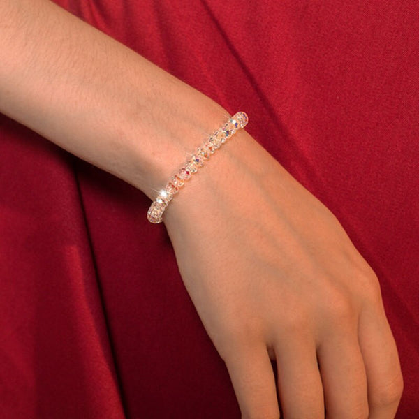 Pulseras elásticas de cuerda con cuentas de piedra brillante para mujer