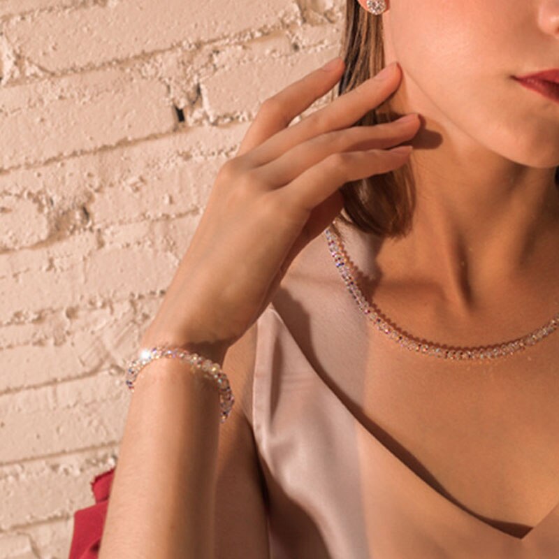 Fashion Shiny Stone Beads Elasticity Rope Strand Bracelets for Women