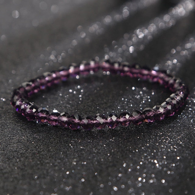 Fashion Shiny Stone Beads Elasticity Rope Strand Bracelets for Women