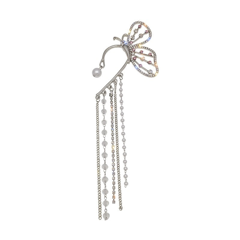 Fashion Crystal Butterfly Clip On Earring