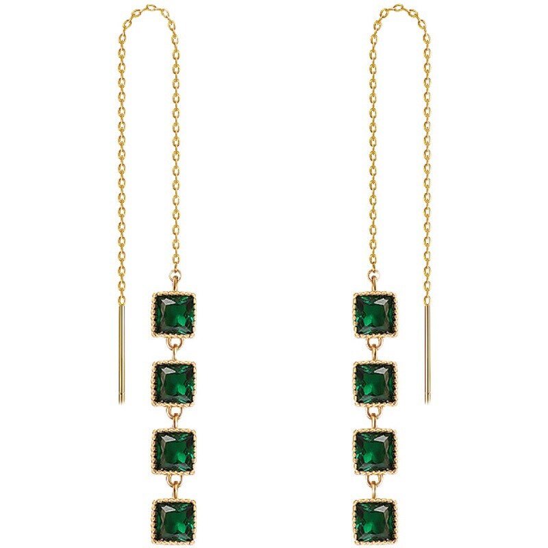 New Elegant Hollow Out Zircon Flower Long Earrings Fashion For Woman