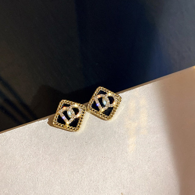 New Elegant Hollow Out Zircon Flower Long Earrings Fashion For Woman