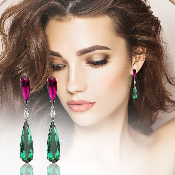 Pendientes colgantes con forma de lágrima de circonita para mujer