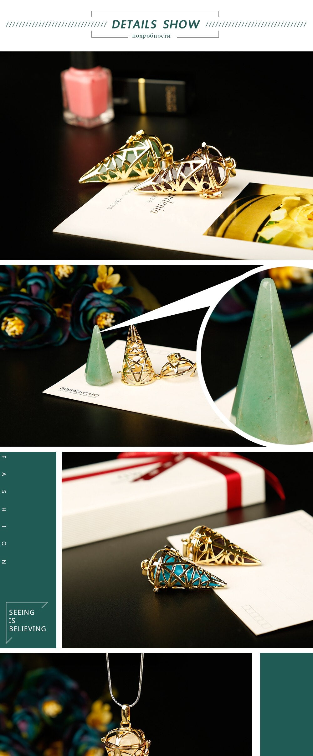 golden Stylish natural stones and crystal minerals  pendulum