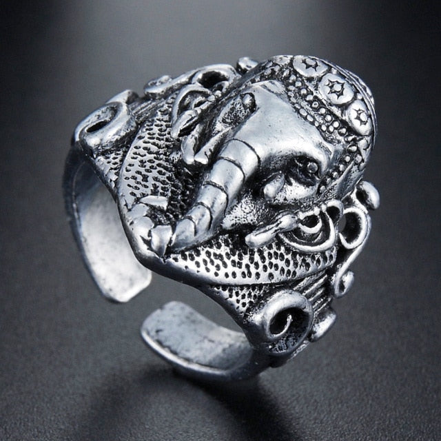 Domineering Dragon Head Black Metal Punk Opening Ring