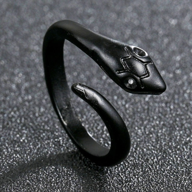 Domineering Dragon Head Black Metal Punk Opening Ring