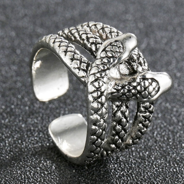 Domineering Dragon Head Black Metal Punk Opening Ring