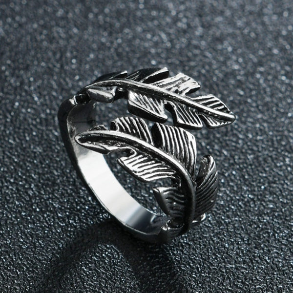 Anillo de apertura punk de metal negro con cabeza de dragón dominante