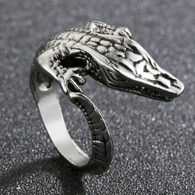 Domineering Dragon Head Black Metal Punk Opening Ring