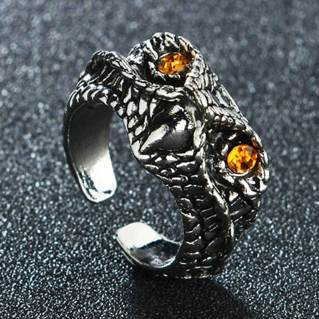 Domineering Dragon Head Black Metal Punk Opening Ring