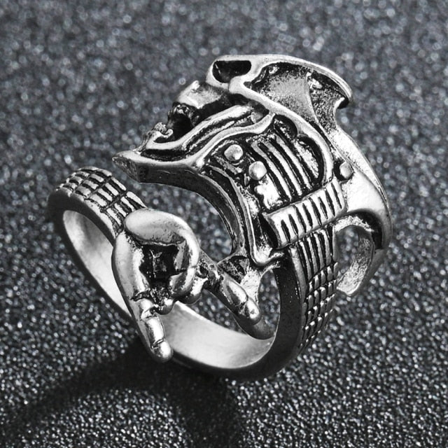 Domineering Dragon Head Black Metal Punk Opening Ring