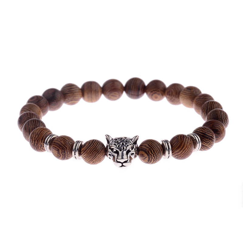 Men Natural Wood Beads Cross Bracelets