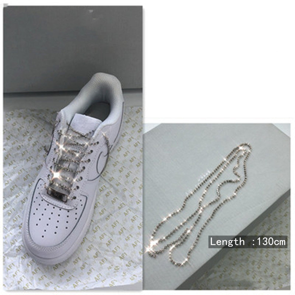 DIY Shiny Rhinestone Long Tassel Sneakers Boot Shoe Chain Shoelaces
