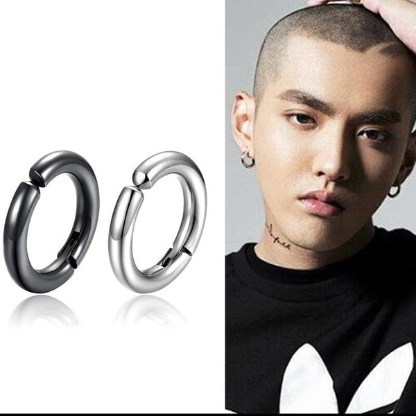 2 pendientes unisex de clip punk para hombre
