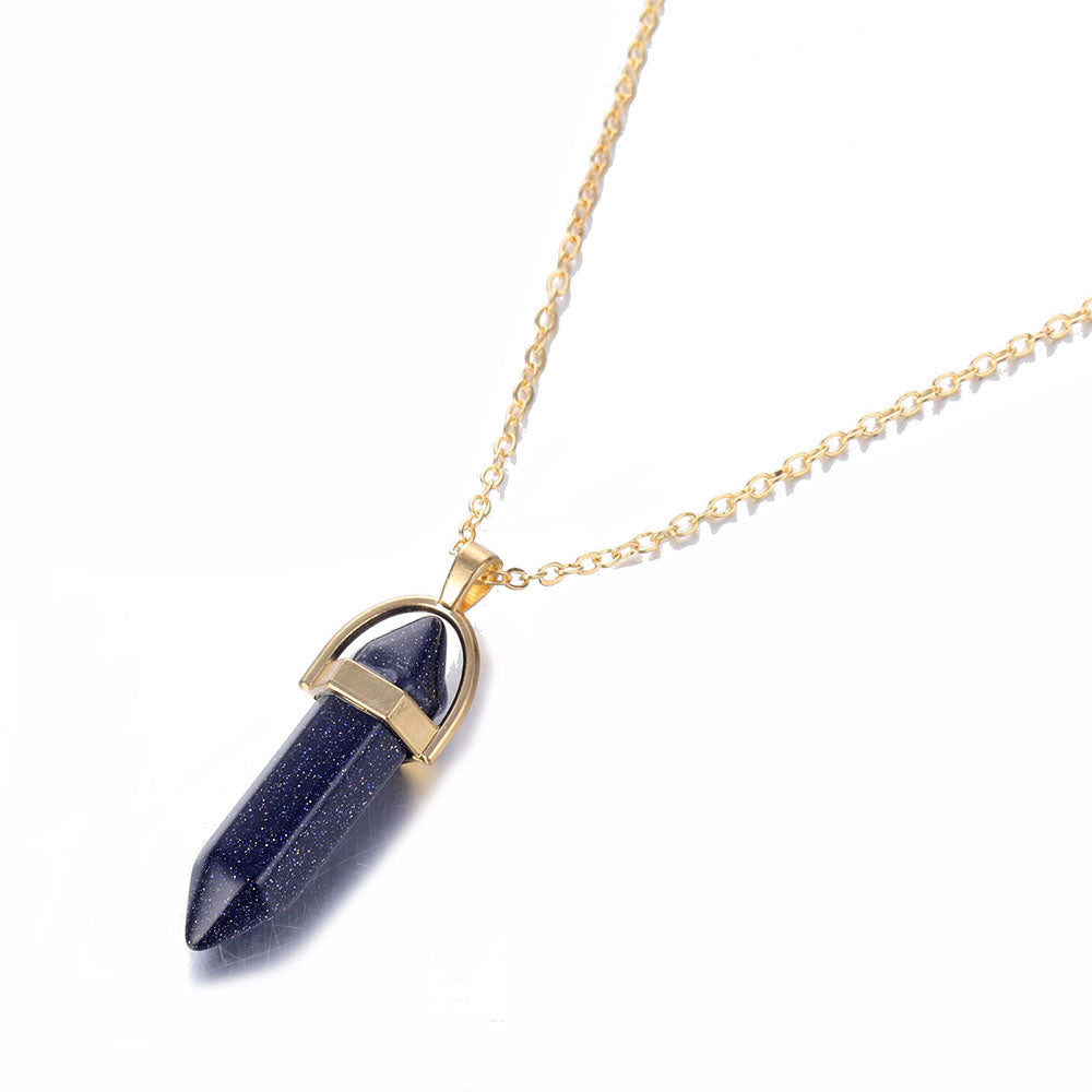 Fashion Opal Stone Hexagonal Column Quartz Necklaces