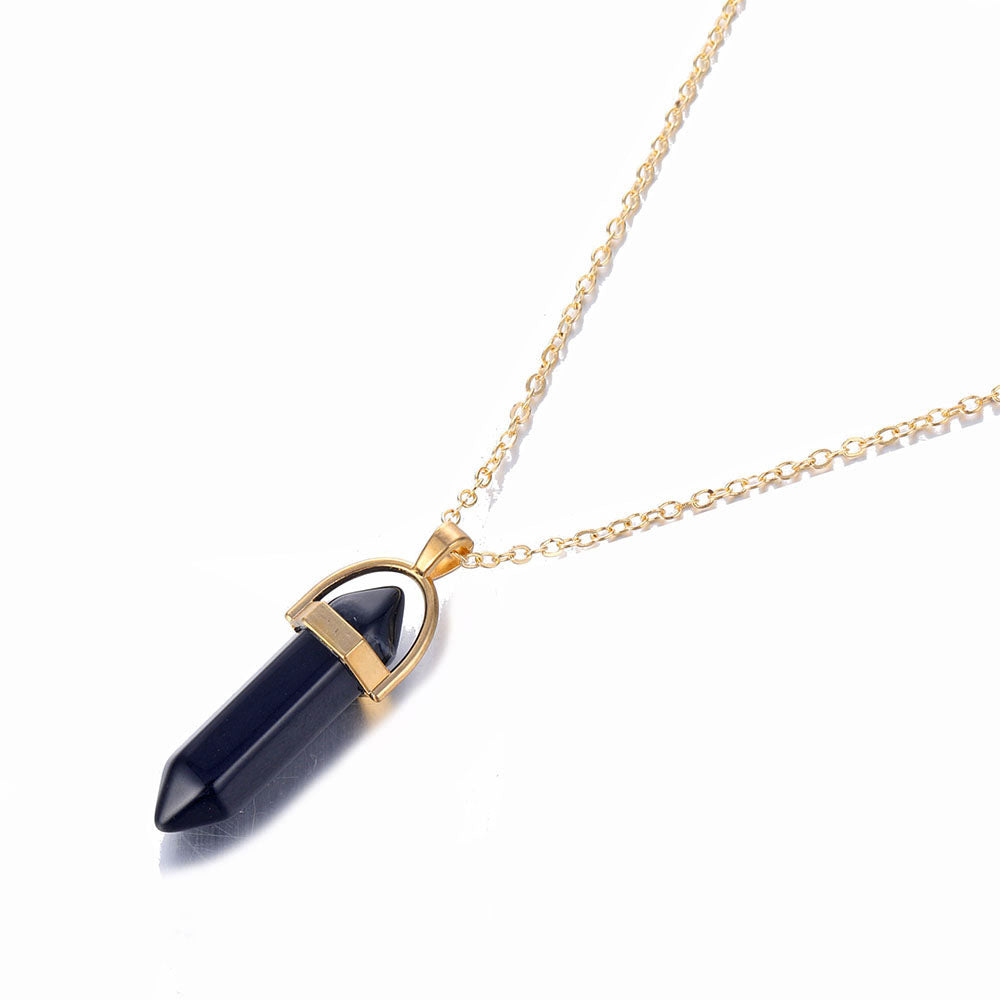 Fashion Opal Stone Hexagonal Column Quartz Necklaces
