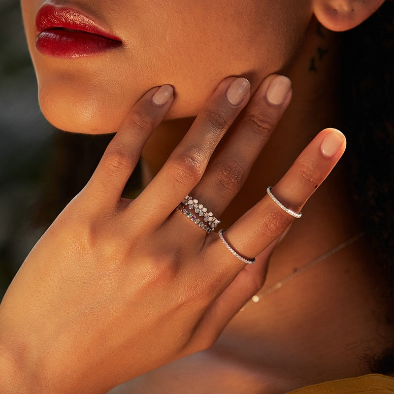 925 Sterling Silver Star Heart Shape Enemal Rainbow Finger Rings