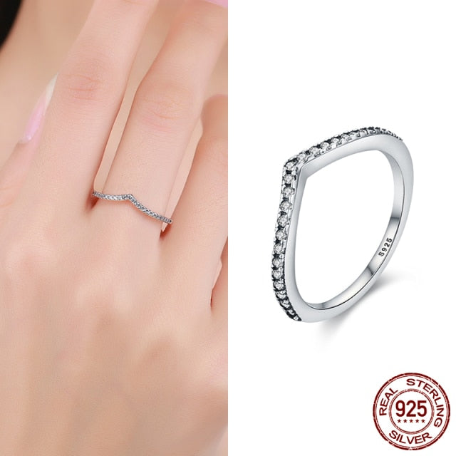 925 Sterling Silver Star Heart Shape Enemal Rainbow Finger Rings