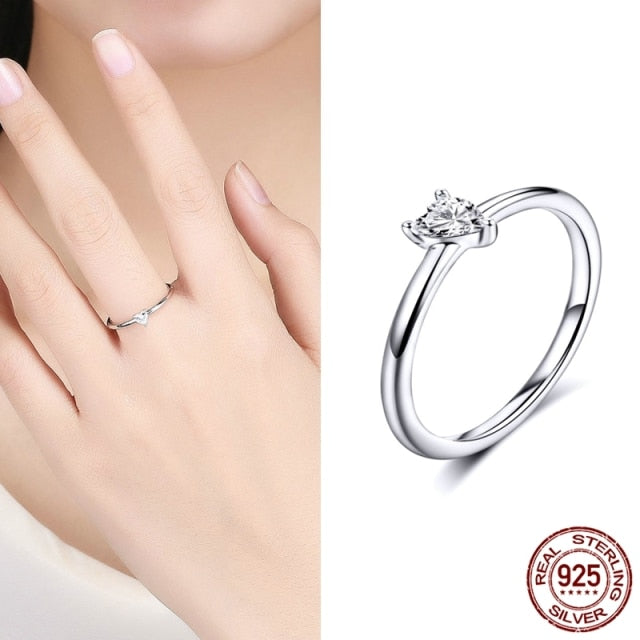 925 Sterling Silver Star Heart Shape Enemal Rainbow Finger Rings