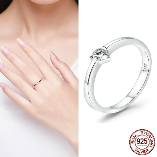 925 Sterling Silver Star Heart Shape Enemal Rainbow Finger Rings
