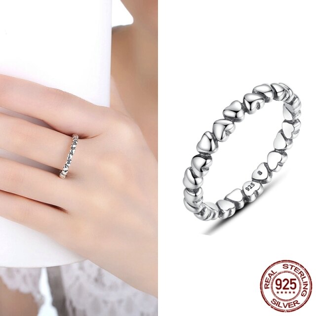 925 Sterling Silver Star Heart Shape Enemal Rainbow Finger Rings