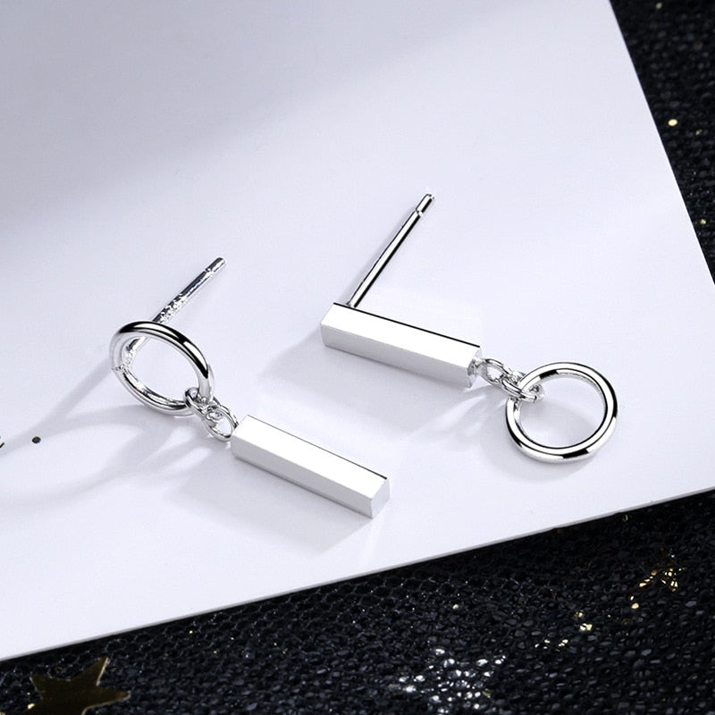 New Asymmetric Love Heart  Silver Color Drop Earrings