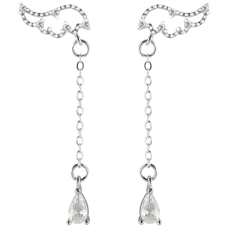 New Asymmetric Love Heart  Silver Color Drop Earrings