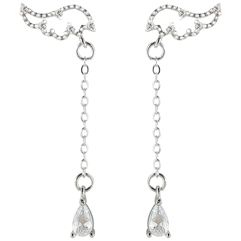 New Asymmetric Love Heart  Silver Color Drop Earrings