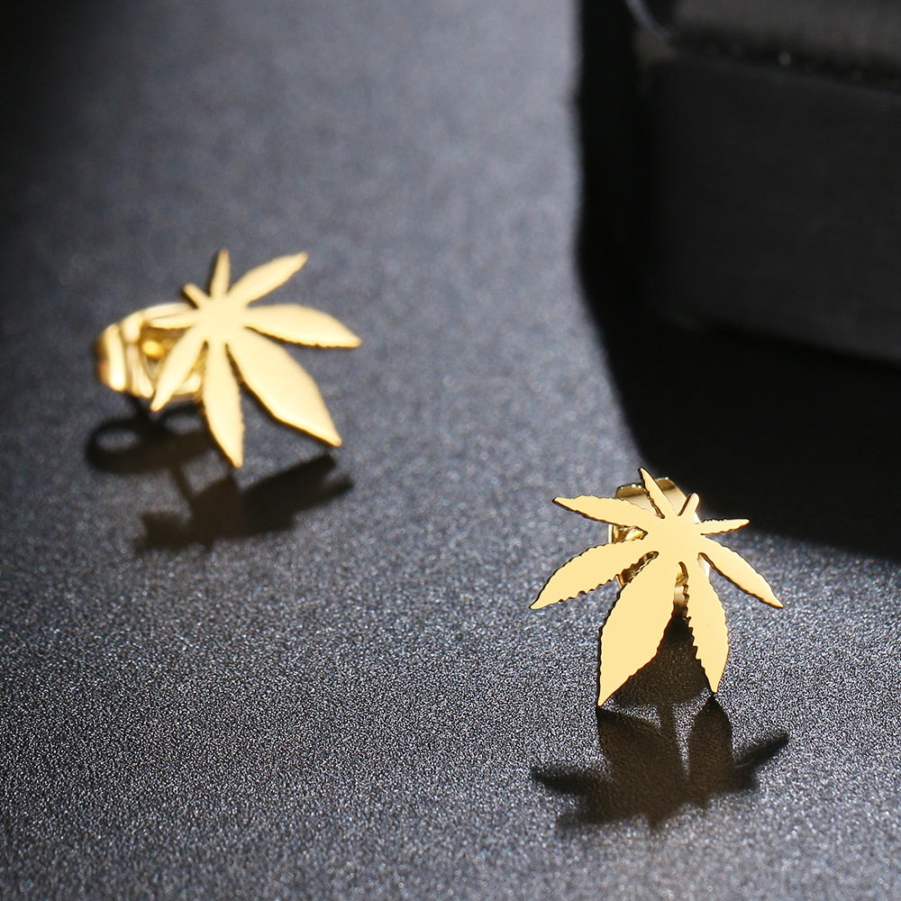 Stainless Steel Earrings Exquisite Maple Leaf Amulet