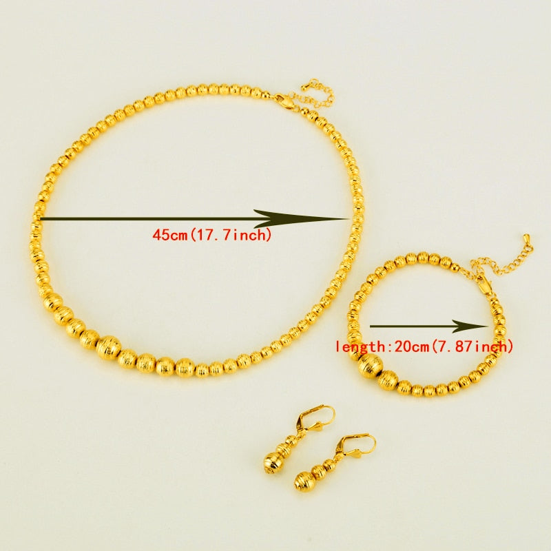 Hot Selling  Bead Necklace Earrings Bracelet Set