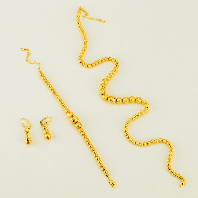 Hot Selling  Bead Necklace Earrings Bracelet Set