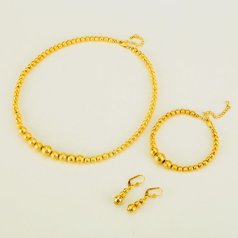 Hot Selling  Bead Necklace Earrings Bracelet Set
