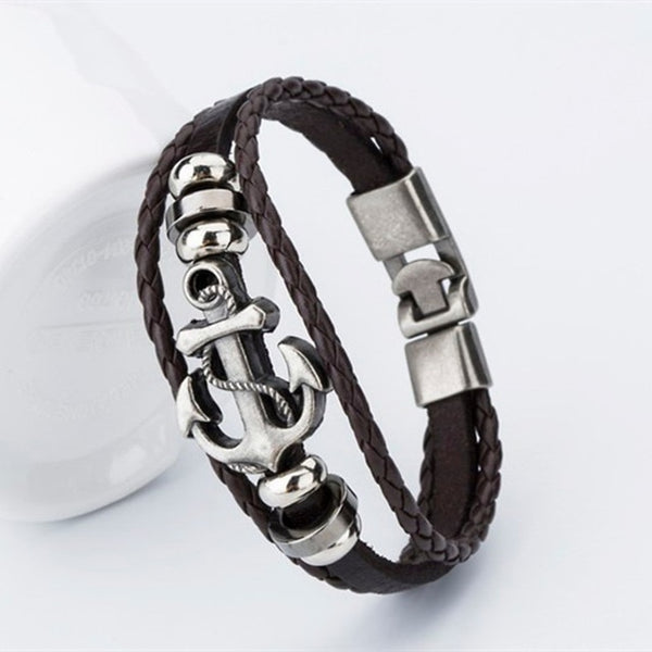 Pulsera de ancla de aleación estilo pirata vikingo