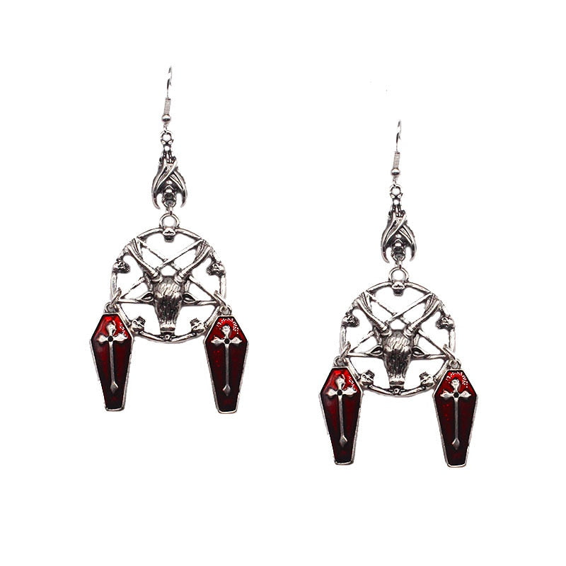 Goth Mysterious Dark Coffin Drop Earrings