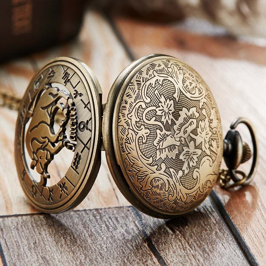 12 Constellation Retro Pocket Watch