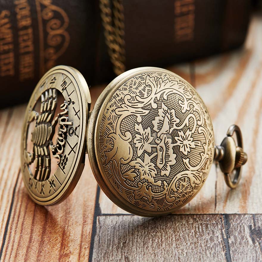 12 Constellation Retro Pocket Watch