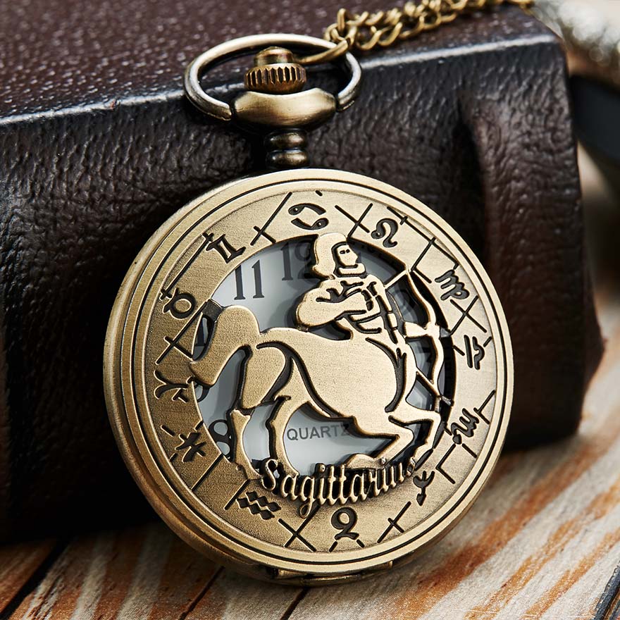 12 Constellation Retro Pocket Watch
