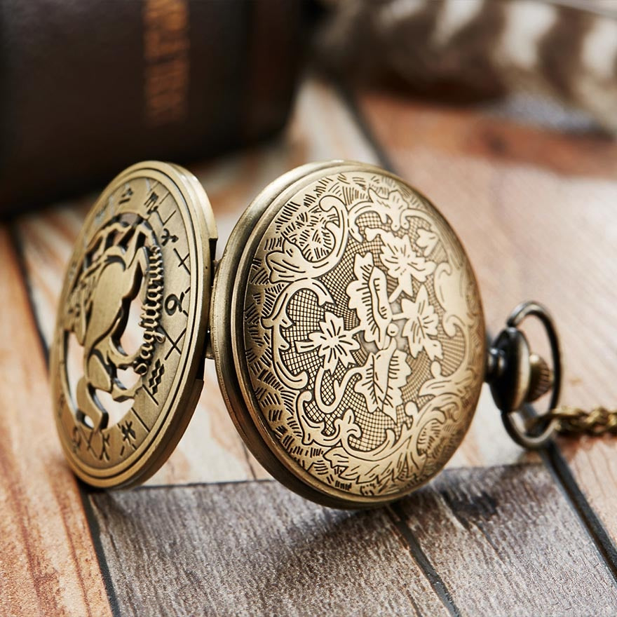 12 Constellation Retro Pocket Watch