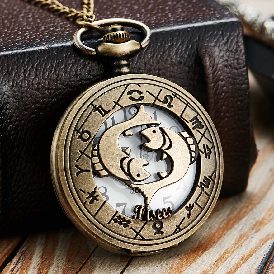 12 Constellation Retro Pocket Watch