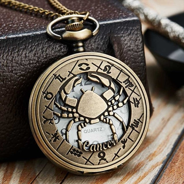 12 Constellation Retro Pocket Watch