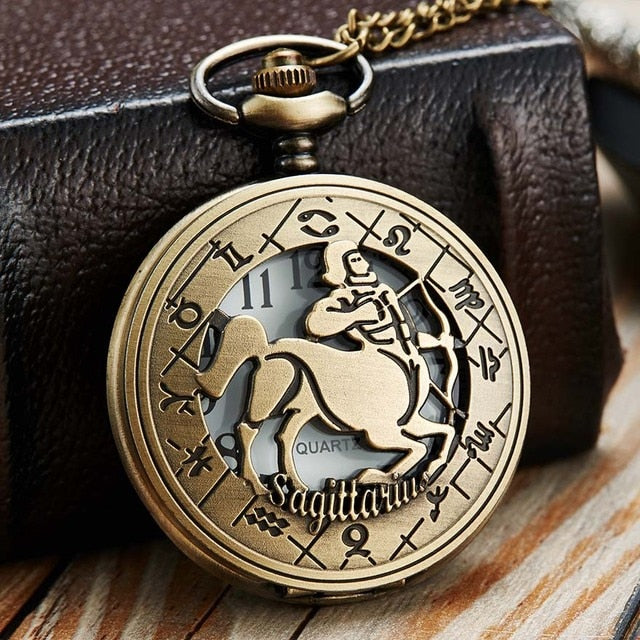 12 Constellation Retro Pocket Watch