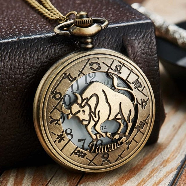 12 Constellation Retro Pocket Watch