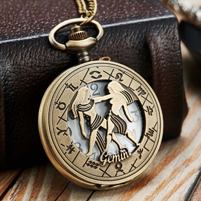 12 Constellation Retro Pocket Watch