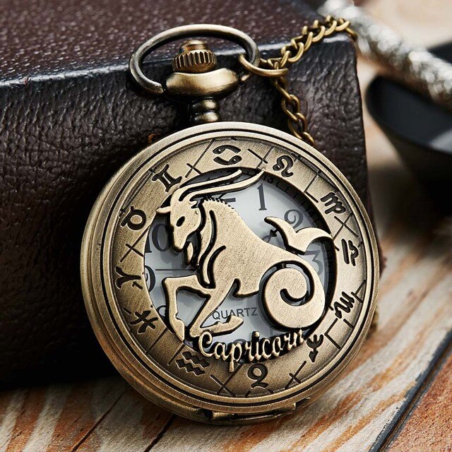 12 Constellation Retro Pocket Watch