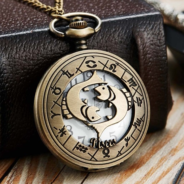 12 Constellation Retro Pocket Watch